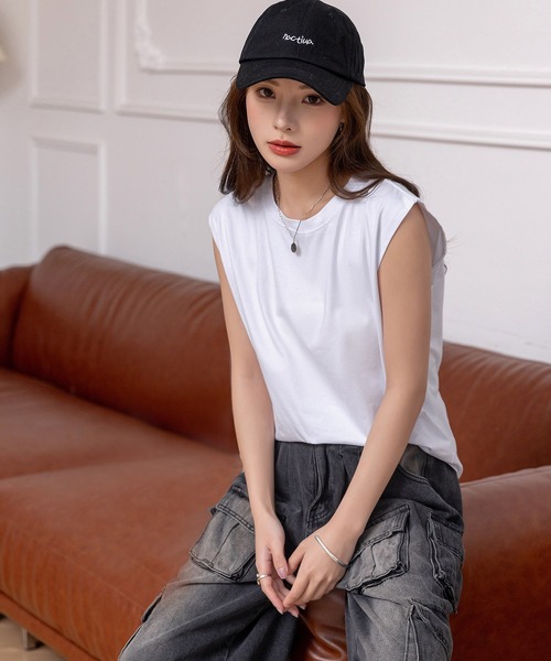 DAY CLOSET（デイ クローゼット）の「レディース 接触冷感でひんやり。フレンチスリーブTシャツ（Tシャツ/カットソー・レディース・ホワイト/ブラック/グレー・M/L）」の7枚目の写真