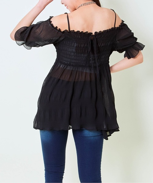 GORGE(ゴージ)の「《マジョリカプリーツ×肩見せ》レディース オフショルブラウス 体型カバー 春夏秋(シャツ/ブラウス・レディース・ブラック/オフホワイト/グレー・F)」の11枚目の写真