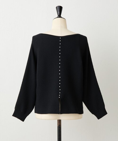 美品୨୧BEARDSLEY ビアズリー 後ろパールニット 半袖ニット 後ろパールニット(ニット/セーター)|BEARDSLEY(ビアズリー