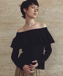【LOULOU WILLOUGHBY】ラッフルオフショルプルオーバー