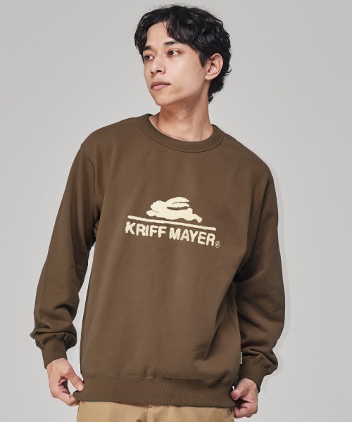 KRIFF MAYER（クリフメイヤー）の「サガラ刺繍裏起毛クルー(ロゴ)（スウェット・メンズ・ナチュラル/グレー/ブラウン/レッド/グリーン/カラフル/チャコール/パープル・MEDIUM/X-LARGE/LARGE）」の4枚目の写真