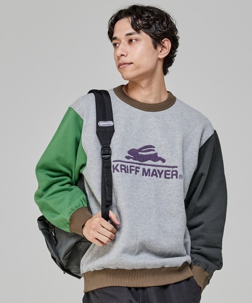 KRIFF MAYER（クリフメイヤー）の「サガラ刺繍裏起毛クルー(ロゴ)（スウェット・メンズ・ナチュラル/グレー/ブラウン/レッド/グリーン/カラフル/チャコール/パープル・MEDIUM/X-LARGE/LARGE）」の8枚目の写真