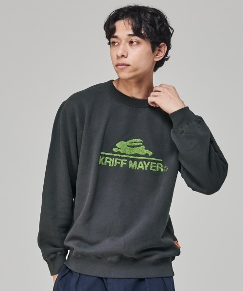 KRIFF MAYER（クリフメイヤー）の「サガラ刺繍裏起毛クルー(ロゴ)（スウェット・メンズ・ナチュラル/グレー/ブラウン/レッド/グリーン/カラフル/チャコール/パープル・MEDIUM/X-LARGE/LARGE）」の3枚目の写真
