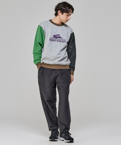 KRIFF MAYER（クリフメイヤー）の「サガラ刺繍裏起毛クルー(ロゴ)（スウェット・メンズ・ナチュラル/グレー/ブラウン/レッド/グリーン/カラフル/チャコール/パープル・MEDIUM/X-LARGE/LARGE）」の14枚目の写真