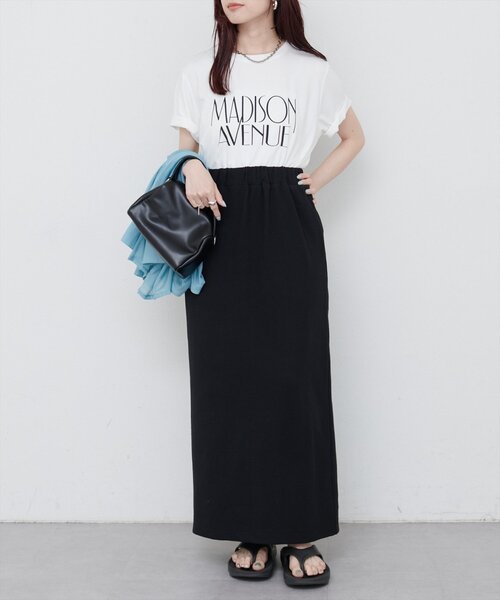 natural couture(ナチュラルクチュール)の「ワッフル風カットソータイトスカート(スカート・レディース・ライトベージュ/ブラック/レッド・FREE)」の10枚目の写真