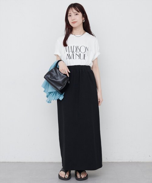 natural couture(ナチュラルクチュール)の「ワッフル風カットソータイトスカート(スカート・レディース・ライトベージュ/ブラック/レッド・FREE)」の9枚目の写真