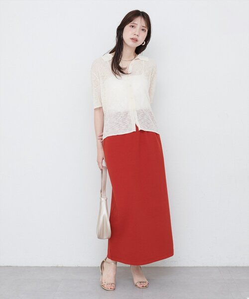 natural couture(ナチュラルクチュール)の「ワッフル風カットソータイトスカート(スカート・レディース・ライトベージュ/ブラック/レッド・FREE)」の13枚目の写真