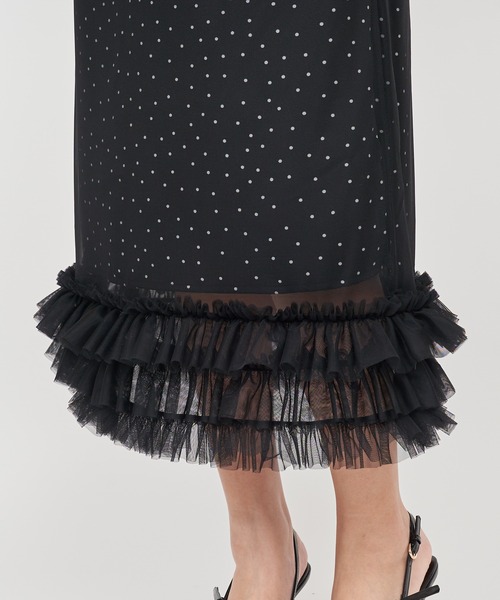 ROYAL PARTY（ロイヤルパーティー）の「チュールレイヤードドットタイトスカート（スカート・レディース・オフホワイト/ブラック・FREE）」の11枚目の写真
