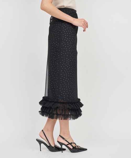 ROYAL PARTY（ロイヤルパーティー）の「チュールレイヤードドットタイトスカート（スカート・レディース・オフホワイト/ブラック・FREE）」の12枚目の写真