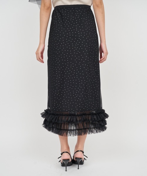 ROYAL PARTY（ロイヤルパーティー）の「チュールレイヤードドットタイトスカート（スカート・レディース・オフホワイト/ブラック・FREE）」の13枚目の写真
