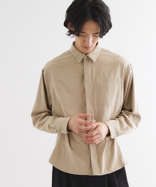 tk.TAKEO KIKUCHI（ティーケータケオキクチ）の「ビンテージフィブリルライクシャツ（シャツ/ブラウス・メンズ・ライトベージュ/サックスブルー/スミクロ・03/02）」の13枚目の写真