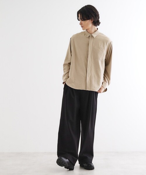 tk.TAKEO KIKUCHI（ティーケータケオキクチ）の「ビンテージフィブリルライクシャツ（シャツ/ブラウス・メンズ・ライトベージュ/サックスブルー/スミクロ・03/02）」の14枚目の写真