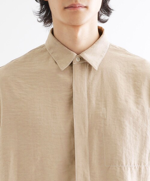 tk.TAKEO KIKUCHI（ティーケータケオキクチ）の「ビンテージフィブリルライクシャツ（シャツ/ブラウス・メンズ・ライトベージュ/サックスブルー/スミクロ・03/02）」の4枚目の写真