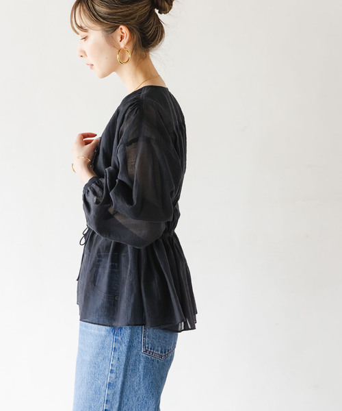 追加》【洗える】シアー楊柳ギャザーブラウス 2（シャツ/ブラウス
