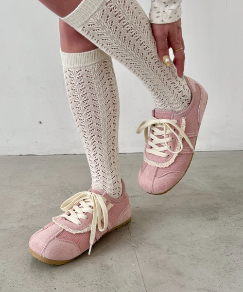SOLLON.（ソルロン）の「【靴紐2種set】フリルレーススニーカー（スニーカー・レディース・ピンク/イエロー/ホワイト・24.5cm/23.5cm/22.5cm）」の8枚目の写真
