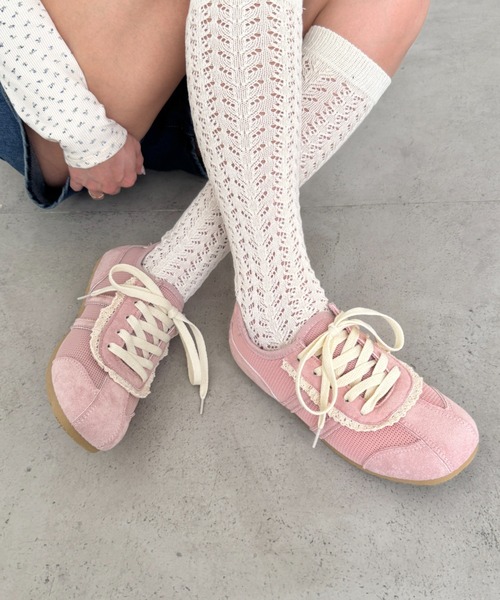 SOLLON.（ソルロン）の「【靴紐2種set】フリルレーススニーカー（スニーカー・レディース・ピンク/イエロー/ホワイト・24.5cm/23.5cm/22.5cm）」の10枚目の写真