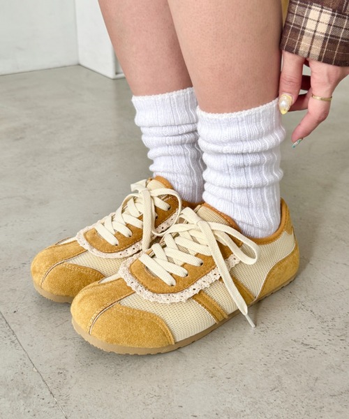 SOLLON.（ソルロン）の「【靴紐2種set】フリルレーススニーカー（スニーカー・レディース・ピンク/イエロー/ホワイト・24.5cm/23.5cm/22.5cm）」の13枚目の写真