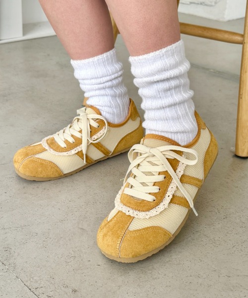 SOLLON.（ソルロン）の「【靴紐2種set】フリルレーススニーカー（スニーカー・レディース・ピンク/イエロー/ホワイト・24.5cm/23.5cm/22.5cm）」の14枚目の写真