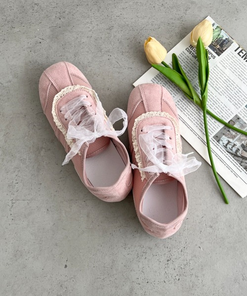 SOLLON.（ソルロン）の「【靴紐2種set】フリルレーススニーカー（スニーカー・レディース・ピンク/イエロー/ホワイト・24.5cm/23.5cm/22.5cm）」の22枚目の写真