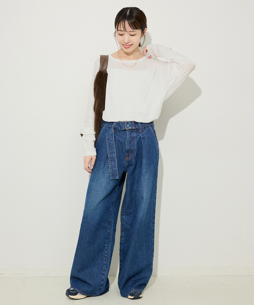 MILLER(ミラー)の「miller/ミラー SLOBE別注 シアードルマンロンTEE(Tシャツ/カットソー・レディース・ネイビー/ホワイト/ブラック・FREE)」の4枚目の写真
