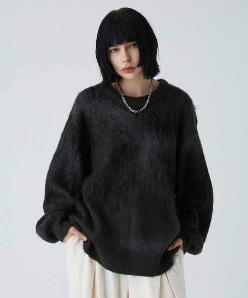 VELNUS】Abstract loose shaggy design knit/アブストラクトルーズ