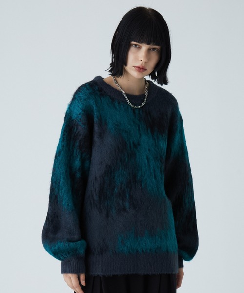 VELNUS】Abstract loose shaggy design knit/アブストラクト