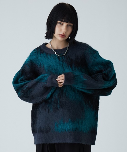 セール】【VELNUS】Abstract loose shaggy design knit/アブストラクト