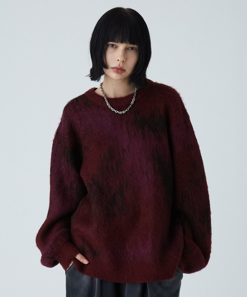 セール】【VELNUS】Abstract loose shaggy design knit/アブストラクト