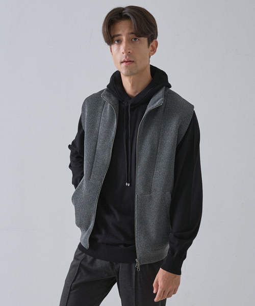 DESIGNWORKS（デザインワークス）の「【セットアップ対応】ミラノリブ ドライバーズベスト（ベスト・メンズ・ブラウン/グレー・46/48/50）」の2枚目の写真