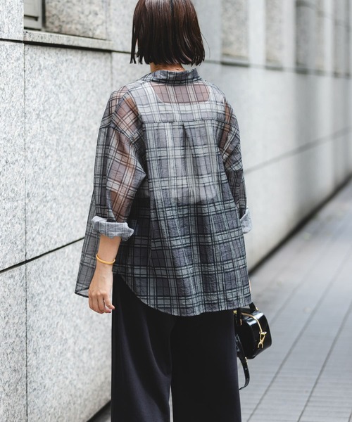 spic&span購入　シアーチェックブラウン　オーバーシャツ セール】シアーチェックオーバーシャツ（シャツ/ブラウス）｜URBAN
