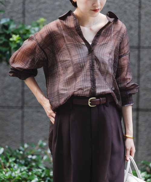 セール】シアーチェックオーバーシャツ（シャツ/ブラウス）｜URBAN