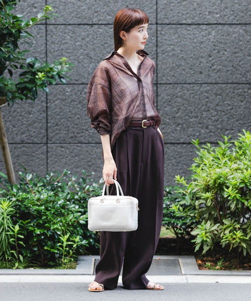 URBAN RESEARCH（アーバンリサーチ）の「シアーチェックオーバーシャツ（シャツ/ブラウス・レディース・ブラウン/グレー・FREE）」の16枚目の写真