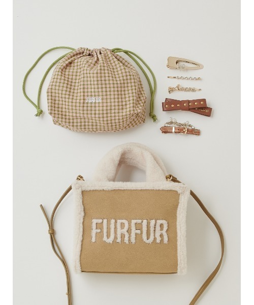 FURFUR(ファーファー)の「【WEB・一部店舗限定カラー】ムートンロゴトートバッグ(トートバッグ・レディース・ピンク/ベージュ/アイボリー/サックスブルー/チャコールグレー・F)」の3枚目の写真