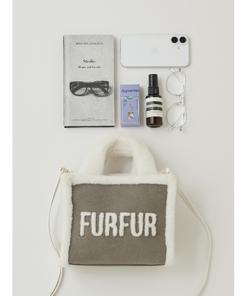 FURFUR ムートンロゴトートバッグ IVR アイボリー 完売品 FURFUR ムートンロゴトートバッグ IVR アイボリー ファーファー