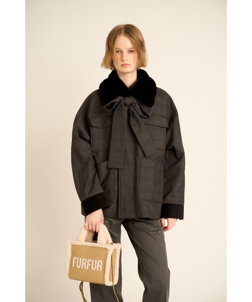 FURFUR(ファーファー)の「【WEB・一部店舗限定カラー】ムートンロゴトートバッグ(トートバッグ・レディース・ピンク/ベージュ/アイボリー/サックスブルー/チャコールグレー・F)」の22枚目の写真