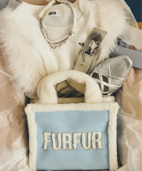 新品タグ付　ムートンロゴトートバッグ　白　furfur WEB・一部店舗限定カラー】ムートンロゴトートバッグ(バッグ)｜FURFUR