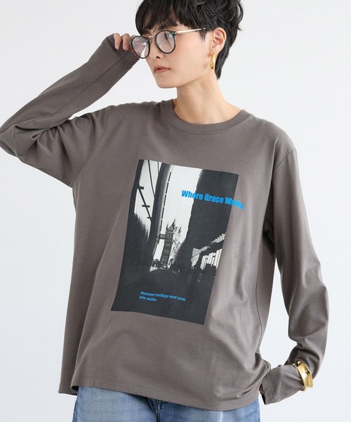 BARNYARDSTORM（バンヤードストーム）の「BARNYARDSTORM / CITY SCAPEフォトロンT / 吸水速乾【WEB限定カラー】（Tシャツ/カットソー・レディース・ベージュ/ホワイト/チャコール・FREE）」の3枚目の写真