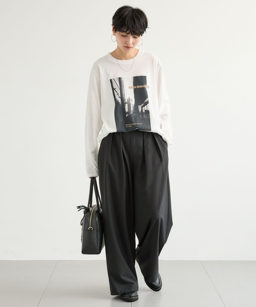 BARNYARDSTORM（バンヤードストーム）の「BARNYARDSTORM / CITY SCAPEフォトロンT / 吸水速乾【WEB限定カラー】（Tシャツ/カットソー・レディース・ベージュ/ホワイト/チャコール・FREE）」の4枚目の写真