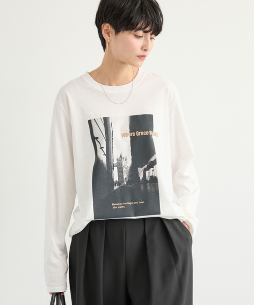 BARNYARDSTORM（バンヤードストーム）の「BARNYARDSTORM / CITY SCAPEフォトロンT / 吸水速乾【WEB限定カラー】（Tシャツ/カットソー・レディース・ベージュ/ホワイト/チャコール・FREE）」の19枚目の写真