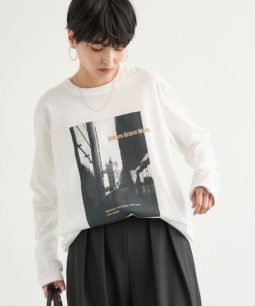 BARNYARDSTORM（バンヤードストーム）の「BARNYARDSTORM / CITY SCAPEフォトロンT / 吸水速乾【WEB限定カラー】（Tシャツ/カットソー・レディース・ベージュ/ホワイト/チャコール・FREE）」の7枚目の写真