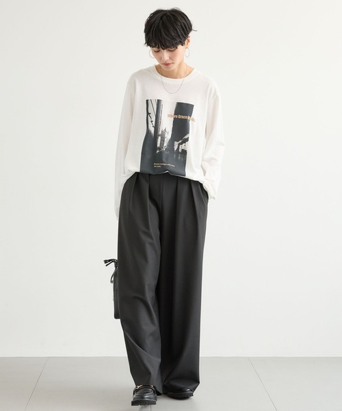 BARNYARDSTORM（バンヤードストーム）の「BARNYARDSTORM / CITY SCAPEフォトロンT / 吸水速乾【WEB限定カラー】（Tシャツ/カットソー・レディース・ベージュ/ホワイト/チャコール・FREE）」の21枚目の写真