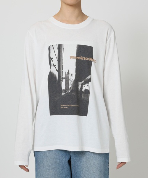 BARNYARDSTORM（バンヤードストーム）の「BARNYARDSTORM / CITY SCAPEフォトロンT / 吸水速乾【WEB限定カラー】（Tシャツ/カットソー・レディース・ベージュ/ホワイト/チャコール・FREE）」の22枚目の写真