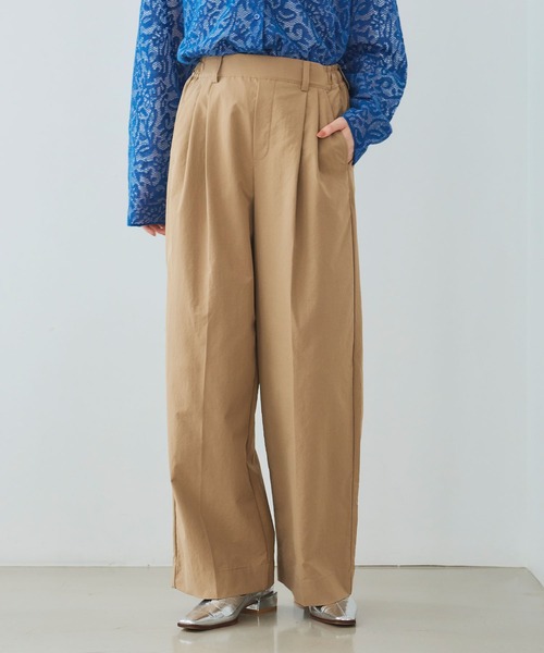 CROSS FUNCTION（クロスファンクション）の「《UV/吸水速乾》エブ楽 タックワイドパンツ【CROSS FUNCTION/クロスファンクション】（チノパンツ・レディース・ブラック/ベージュ/オフホワイト・LL/M/L）」の3枚目の写真