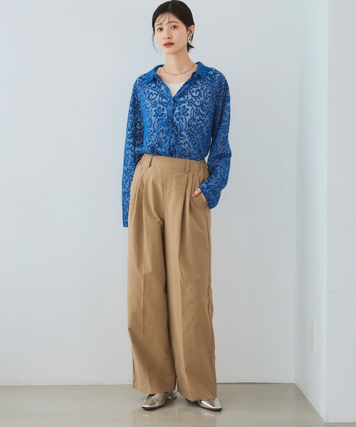 CROSS FUNCTION（クロスファンクション）の「《UV/吸水速乾》エブ楽 タックワイドパンツ【CROSS FUNCTION/クロスファンクション】（チノパンツ・レディース・ブラック/ベージュ/オフホワイト・LL/M/L）」の20枚目の写真