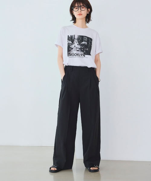 CROSS FUNCTION（クロスファンクション）の「《UV/吸水速乾》エブ楽 タックワイドパンツ【CROSS FUNCTION/クロスファンクション】（チノパンツ・レディース・ブラック/ベージュ/オフホワイト・LL/M/L）」の6枚目の写真