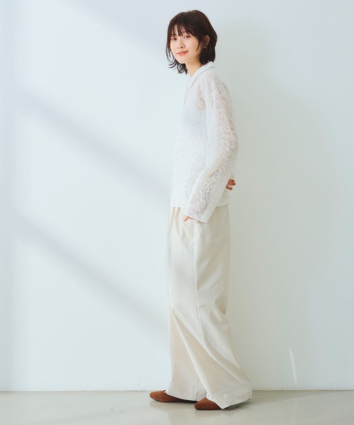 CROSS FUNCTION（クロスファンクション）の「《UV/吸水速乾》エブ楽 タックワイドパンツ【CROSS FUNCTION/クロスファンクション】（チノパンツ・レディース・ブラック/ベージュ/オフホワイト・LL/M/L）」の15枚目の写真