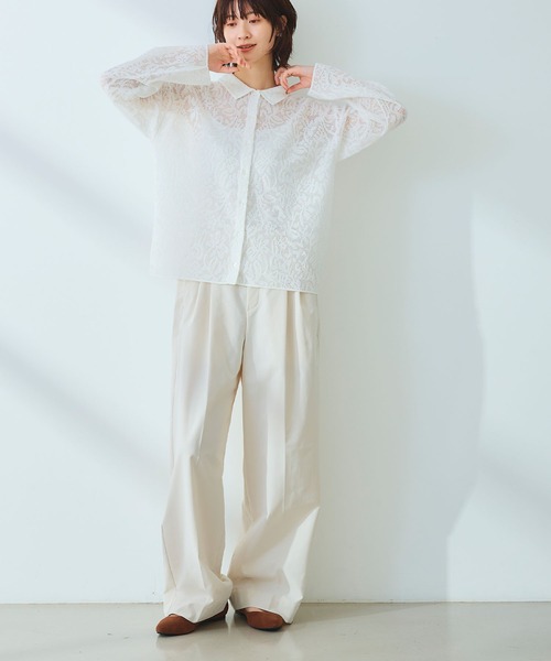 CROSS FUNCTION（クロスファンクション）の「《UV/吸水速乾》エブ楽 タックワイドパンツ【CROSS FUNCTION/クロスファンクション】（チノパンツ・レディース・ブラック/ベージュ/オフホワイト・LL/M/L）」の12枚目の写真