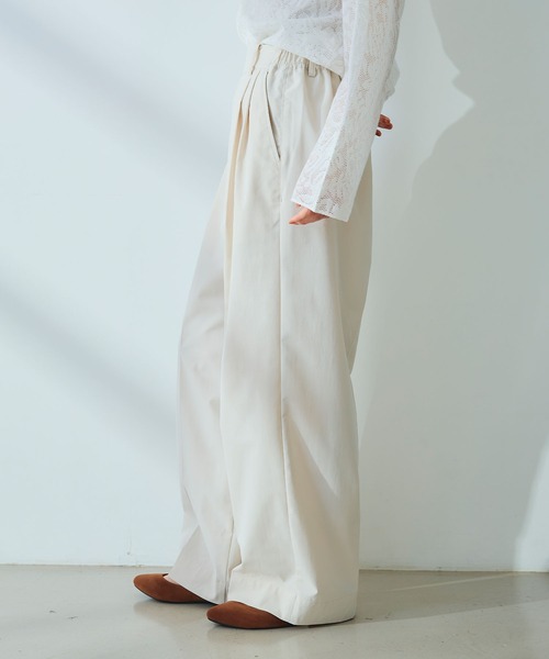 CROSS FUNCTION（クロスファンクション）の「《UV/吸水速乾》エブ楽 タックワイドパンツ【CROSS FUNCTION/クロスファンクション】（チノパンツ・レディース・ブラック/ベージュ/オフホワイト・LL/M/L）」の19枚目の写真