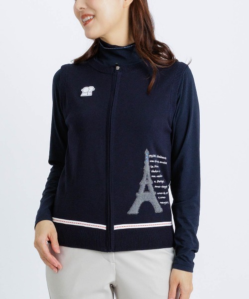 Picone CLUB(ピッコーネクラブ)の「バックボーダーニットベスト(ベスト・レディース・ネイビー/グリーン/ダークネイビー・S/M)」の1枚目の写真