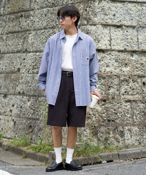 CIAOPANIC TYPY（チャオパニックティピー）の「【PATTIPATTI】ユニセックスオーバーシャツ（シャツ/ブラウス・メンズ・ブルー/ネイビー/ダークブルー/ホワイト・MEDIUM/LARGE）」の9枚目の写真